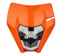 JFG RACING Faro Delantero Moto,Faro LED Moto Universal para KTM EXC125 EXC250 SX250 SXF250 EXC450 SX350 SXF450 EXC525 640LC4 Dirt Bike Enduro Supermoto BETA Derbi 50cc-Naranja