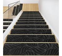 JFGCTYHXY Alfombrillas para escaleras, 15 Unidades de alfombras Antideslizantes 8" x 30" con Adhesivo Reutilizable for la protección escalones, Ideales for niños, Ancianos y Perros(H Black)