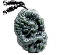 JFGCTYHXY Collar de jadeíta, Colgante de dragón jadeíta tallado a mano, amuleto for hombre o mujer, joyería jade, a for(B 61 * 43 * 13mm)