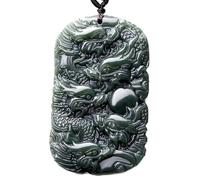 JFGCTYHXY Collar de jadeíta, Colgante de dragón jadeíta tallado a mano, amuleto for hombre o mujer, joyería jade, a for(A 62 * 37 * 10mm)