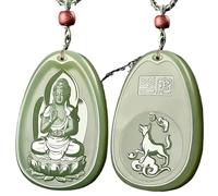 JFGCTYHXY Collar de jadeíta, Colgante de jade del zodiaco chino, amuleto con estatua Buda Bodhisattva, santo patrón, collar for hombres y mujeres(Dogs)