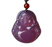 JFGCTYHXY Collar de jadeíta, Colgante de jade natural púrpura con forma zorro, collar colgante tallado moda(C)