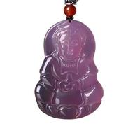 JFGCTYHXY Collar de jadeíta, Colgante de jade natural púrpura con forma zorro, collar colgante tallado moda(B)