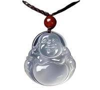 JFGCTYHXY Collar de jadeíta, Collar con colgante de Buda sonriente Jade Natural Avalokitesvara/Maitreya, amuleto cordón cuentas completas ágata(B)