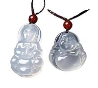 JFGCTYHXY Collar de jadeíta, Collar con colgante de Buda sonriente Jade Natural Avalokitesvara/Maitreya, amuleto cordón cuentas completas ágata b)
