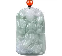 JFGCTYHXY Collar de jadeíta, Collar con colgante de jadeíta natural tallada, símbolo del dios la riqueza, cordón trenzado for prosperidad y el dinero