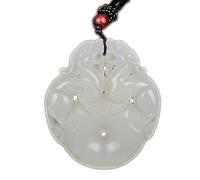 JFGCTYHXY Collar de jadeíta, Collar con colgante de obsidiana pura natural, amuleto talismán del Bodhisattva zodiaco(Twosided Pixiu)