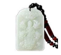 JFGCTYHXY Collar de jadeíta, Collar con colgante de obsidiana pura natural, amuleto talismán del Bodhisattva zodiaco(Dragon Kwan Yin)