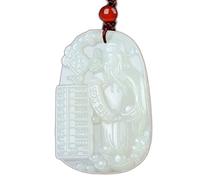 JFGCTYHXY Collar de jadeíta, Collar con colgante de obsidiana pura natural, amuleto talismán del Bodhisattva zodiaco(God of Wealth)