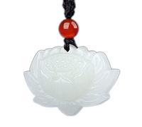 JFGCTYHXY Collar de jadeíta, Collar con colgante de obsidiana pura natural, amuleto talismán del Bodhisattva zodiaco(Lotus)
