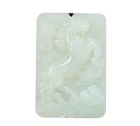 JFGCTYHXY Collar de jadeíta, Collar con colgante de obsidiana pura natural, amuleto talismán del Bodhisattva zodiaco(Horse)