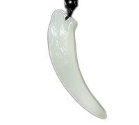 JFGCTYHXY Collar de jadeíta, Collar con colgante de obsidiana pura natural, amuleto talismán del Bodhisattva zodiaco(Wolf Tooth)