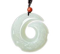 JFGCTYHXY Collar de jadeíta, Collar con colgante de obsidiana pura natural, amuleto talismán del Bodhisattva zodiaco(Round Shape)