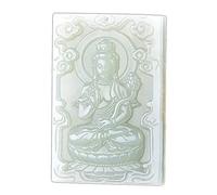 JFGCTYHXY Collar de jadeíta, Collar con colgante de obsidiana pura natural, amuleto talismán del Bodhisattva zodiaco(M Kwanyin Pendant)