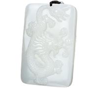 JFGCTYHXY Collar de jadeíta, Collar con colgante de obsidiana pura natural, amuleto talismán del Bodhisattva zodiaco(Fly Dragon)