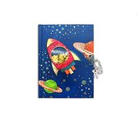 JFGCTYHXY Cuadernos, Diario con candado for niños, diseño de Nave Espacial Lentejuelas agitables, Secreto Personalizado, Material Oficina Escolar for Estudiantes
