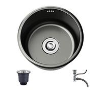 JFGCTYHXY Fregaderos de Acero Inoxidable, Fregadero de Acero Inoxidable, Fregadero de Cocina Redondo bajo encimera con Grifo, fregaderos de Cocina de un Solo Seno(A,32 * 32Cm)