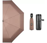 JFGCTYHXY paraguas, Paraguas de viaje resistente al viento, plegable con 8 varillas, botón apertura y cierre automático for uso una sola mano(Brown)