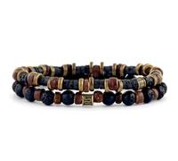 JFJXLM 2 pulseras de concha Puka para hombre, pulseras de madera bohemia, pulseras de cuentas de color turquesa, minimalista, elástica, joyería única de moda para regalos de fiesta de cumpleaños