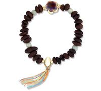 JFJXLM Pulsera de granos de café para mujer, amantes del café, pulseras vintage con cuentas de flores, pulsera elástica marrón, elegante y ajustable, a la moda, para Navidad, cumpleaños, joyería de