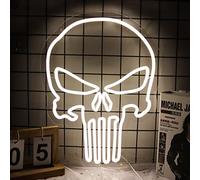 JFLLamp Letreros de neón de calavera para decoración de pared, logotipo de Punisher, luces de neón para dormitorio, letreros LED adecuados para cueva de hombre, sala de estar, bar, cafetería, regalo