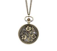 JFNHUTL Reloj de Bolsillo de Girasol Flor Retro Vintage Cubierta Hueca Reloj de Cuarzo Reloj Suéter Collar de Cadena Reloj Colgante Regalos Decorar Regalo para Padre Reloj de Bol