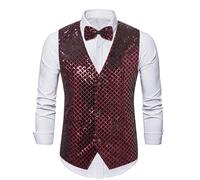 JFNKLFG Chaleco de traje lentejuelas lujo for hombres, Top empalme suelto, chaleco vestir cantante pianista puesta en escena Para bodas, negocios y fiestas(Color 4,XL)