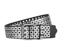 JFNKLFG Cinturón De Mujer Con Cuentas Cuadradas, Clavos Sauce, Tres Ojos Escape, Punk Street Cool, Cinturones for Hombres Y Mujeres para pantalones(Silver)