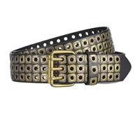 JFNKLFG Cinturón De Mujer Con Cuentas Cuadradas, Clavos Sauce, Tres Ojos Escape, Punk Street Cool, Cinturones for Hombres Y Mujeres para pantalones(Gold)