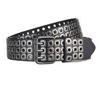 JFNKLFG Cinturón De Mujer Con Cuentas Cuadradas, Clavos Sauce, Tres Ojos Escape, Punk Street Cool, Cinturones for Hombres Y Mujeres para pantalones(Black)