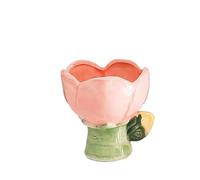 JFNKLFG Creativo tulipán Taza de Café Cerámica lindo tipo flor helado postre tazón vela perfumada contenedor taza desayuno Para té café(Color1)