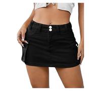 JFNKLFG Falda a Media Cadera for Mujer, Estilo Tendencia, Color Liso, Cintura Baja, Adelgazante(Black,M)