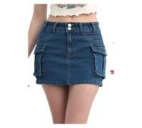 JFNKLFG Falda a Media Cadera for Mujer, Estilo Tendencia, Color Liso, Cintura Baja, Adelgazante(Dark Blue,S)