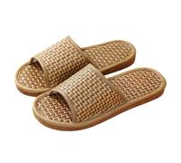 JFNKLFG Hombres Mujeres bambú ratán hierba verano amantes del hogar estera de paja zapatillas interior engrosado suelo madera blanda sandalias for el para interiores y exteriores(2,40-41)