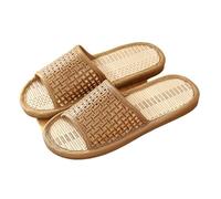JFNKLFG Hombres Mujeres bambú ratán hierba verano amantes del hogar estera de paja zapatillas interior engrosado suelo madera blanda sandalias for el para interiores y exteriores(1,42-43)