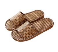 JFNKLFG Hombres Mujeres bambú ratán hierba verano amantes del hogar estera de paja zapatillas interior engrosado suelo madera blanda sandalias for el para interiores y exteriores(3,38-39)