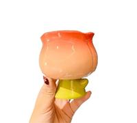 JFNKLFG Multicolor con base alta en forma de tulipán la taza del postre dulce helado cerámica coloreada Para té café(Gradient Pink)