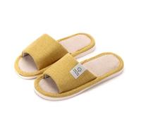 JFNKLFG Pantuflas de lino for casa, suela, silenciosas y transpirables, algodón, for primavera, antideslizantes for todas las estaciones(Yellow,40-41)