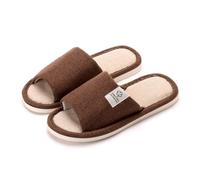 JFNKLFG Pantuflas de lino for casa, suela, silenciosas y transpirables, algodón, for primavera, antideslizantes for todas las estaciones(Dark Brown,42-43)