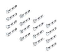 JFORYOU 16 Pcs 20G Nose Studs Pin Set 316L Surgical Steel Nose Pin Nose Stud Nose Bar Nose Bone