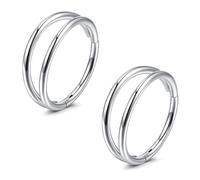 JFORYOU 2PCS Aro Doble para Nariz 16G/18G/20G Clicker con Bisagra Segmento Anillo Septum Acero Quirúrgico 316L Hélice Cartílago Conch Tragus Aro Joyería Piercing Corporal para Mujeres Hombres Plata
