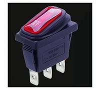 JFQOWCMP Interruptor basculante KCD3 Tipo de envío 3 Pines ON/Off 15A 250V / 20A 125V AC, Interruptor Encendido a Prueba Agua Ligero Rocker Alta Corriente con botón LED(1pcs Red,LED AC 220-250V)