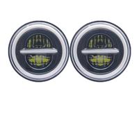JFRKGMU Faro Principal auto Para Jeep JK TJ para todoterreno para Defender 2x coche faro Led de 7 pulgadas alto/bajo H4 Halo ángulo ojos DRL Faro Delantero(50w Halo light Black A)