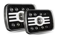 JFRKGMU Faro Principal auto Para Jeep para Wrangler motocicleta coche todoterreno camión 7x6 ''5X7 pulgadas cuadrado Led faro Hi-Lo Beam Halo Faro Delantero(2PCS Type D)