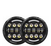 JFRKGMU Faro Principal auto Para Land para Rover para Defender 90 2x coche 7 pulgadas Led faro alto/bajo H4 Halo ángulo ojos DRL Faro Delantero(80w Halo light Black E)