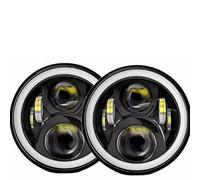 JFRKGMU Faro Principal auto Para Land para Rover para Defender 90 2x coche 7 pulgadas Led faro alto/bajo H4 Halo ángulo ojos DRL Faro Delantero(50w Halo light Black J)