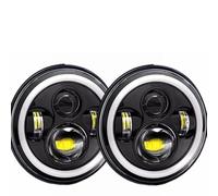 JFRKGMU Faro Principal auto Para Mazda para Miata para mx-5 2x coche 7 pulgadas Led faro alto/bajo H4 Halo ángulo ojos DRL Faro Delantero(40w Halo light Black D)