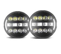 JFRKGMU Faro Principal auto Para Suzuki Para Samurai SJ410 7 pulgadas LED faros redondos DRL Hi Lo Beam faro 4X4 accesorios coche todoterreno negro Faro Delantero(2pcs G)