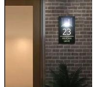 JFS Letreros solares de casa personalizados para exteriores, LED solar, letreros retroiluminados personalizados, números de casa iluminados, señal de dirección, letrero de número de casa, letreros