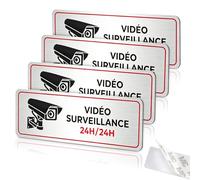 JFTNAKY 4 Panel de Cámara de Propiedad Privada, 8.5×3 cm Alarma de Video Vigilancia de Aluminio Adhesivo Resistente a los UV 24H para Interior/Exterior